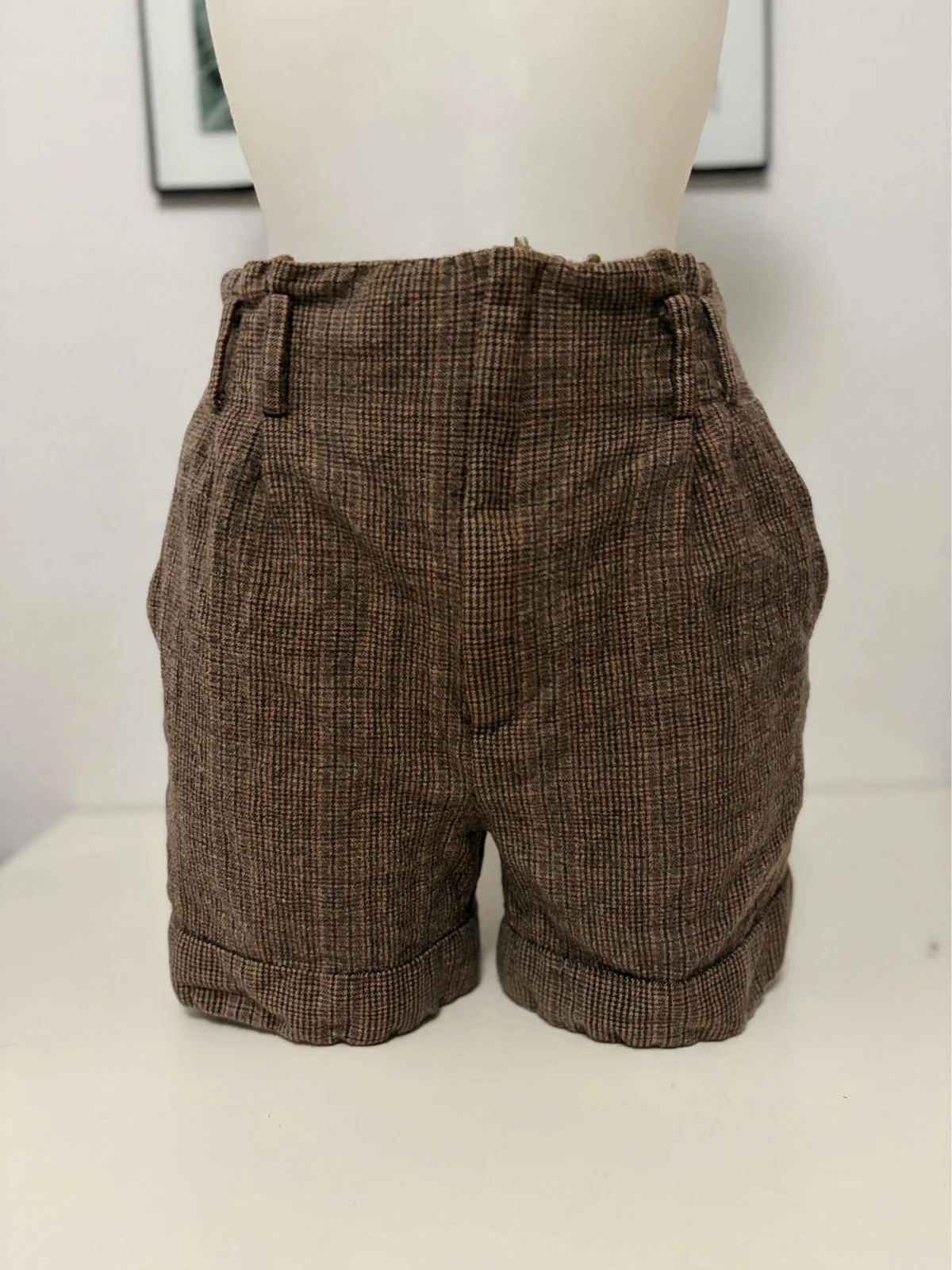 🌸 Short Zara Woman 100 % laine à carreaux bruin – Maat M – Chique hoge taille – photo 2